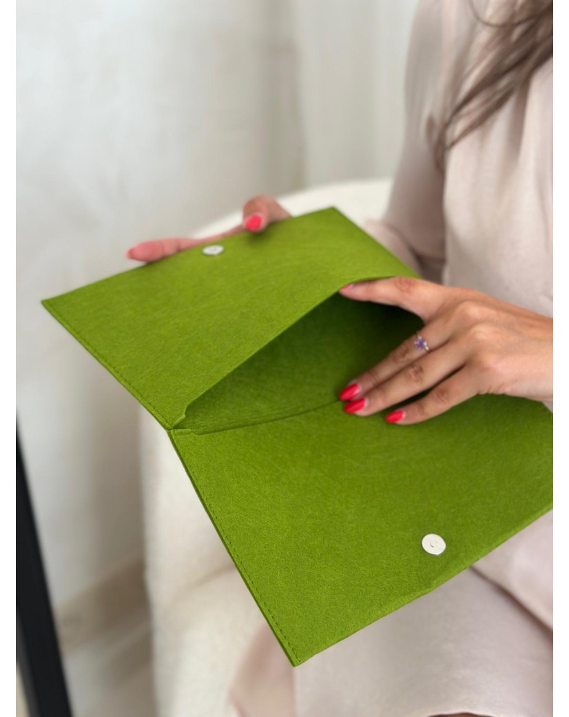 VILTEN ENVELOP "GRENOBLE" - GROEN (25 x 15 cm)