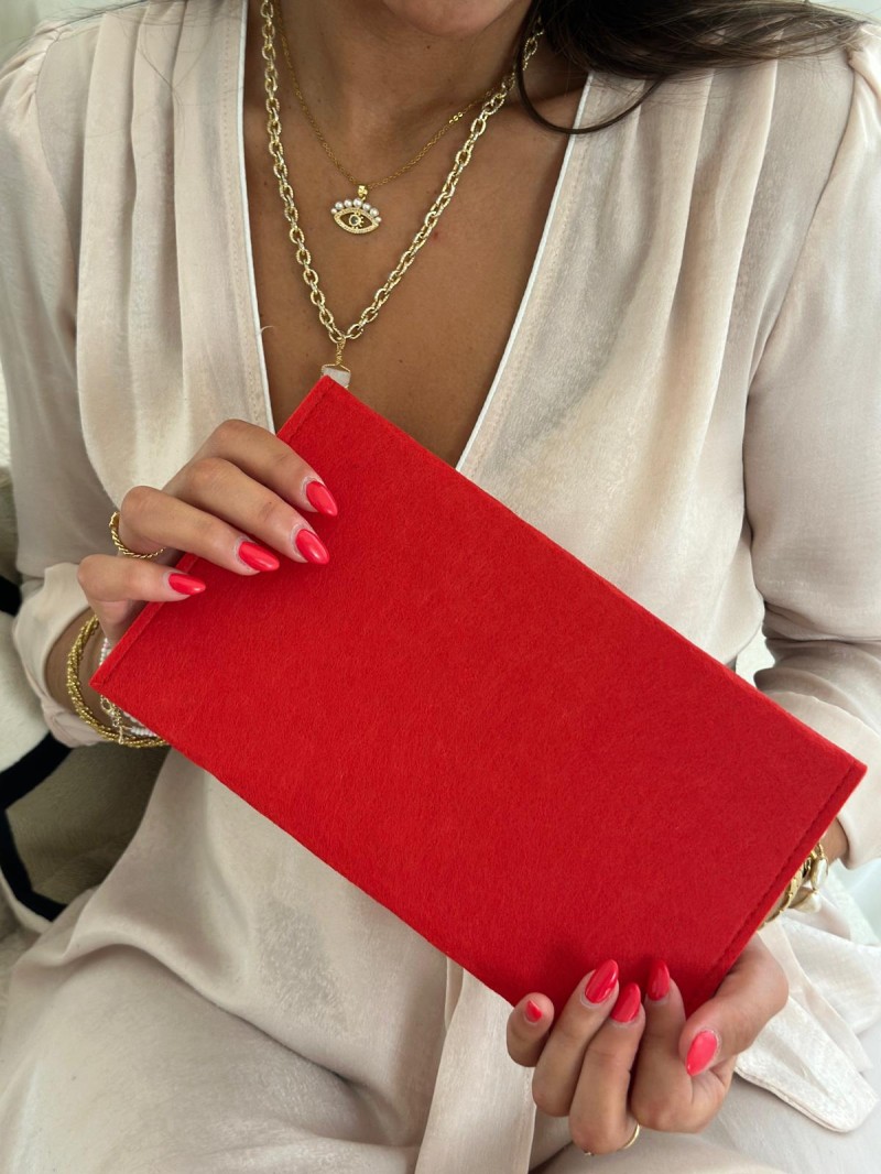 VILTEN ENVELOP "GRENOBLE" - ROOD (25 x 15 cm)
