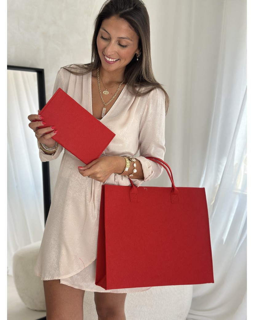 VILTEN ENVELOP "GRENOBLE" - ROOD (25 x 15 cm)