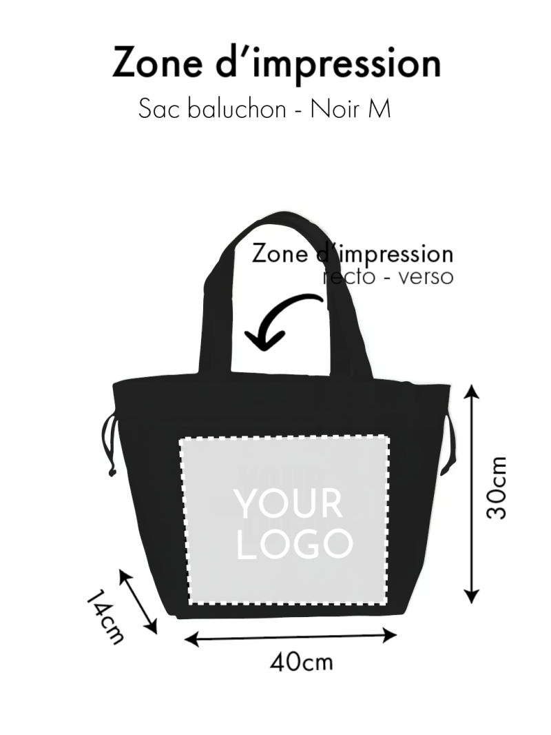 Sac Non Tissé Personnalisé Noir – Cabas Publicitaire modèle Nice M | Moonpack