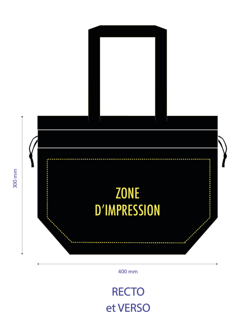 Sac Non Tissé Personnalisé Noir – Cabas Publicitaire modèle Nice M | Moonpack