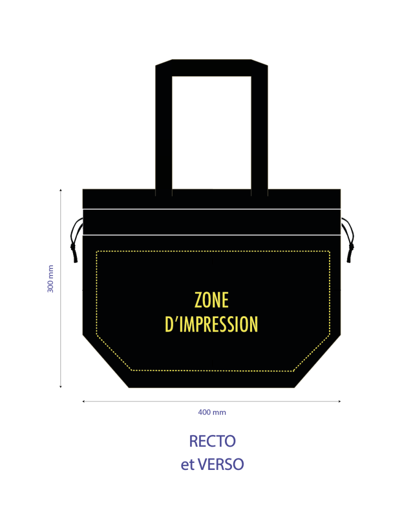 Sac Non Tissé Personnalisé Noir – Cabas Publicitaire modèle Nice M | Moonpack