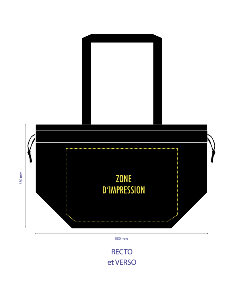 Sac Non Tissé Personnalisé Noir – Cabas Publicitaire modèle Nice L | Moonpack