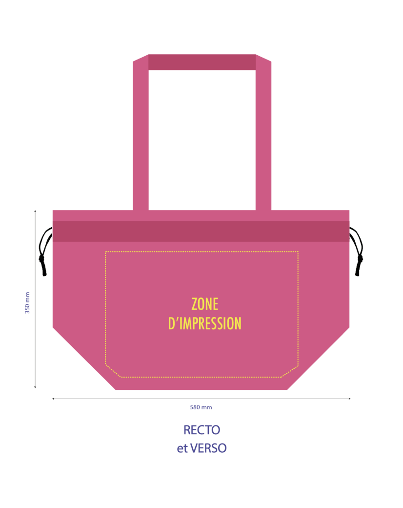 NONWOVEN DRAAGTAS "NICE" FUCHSIA - L (58x24x35cm)