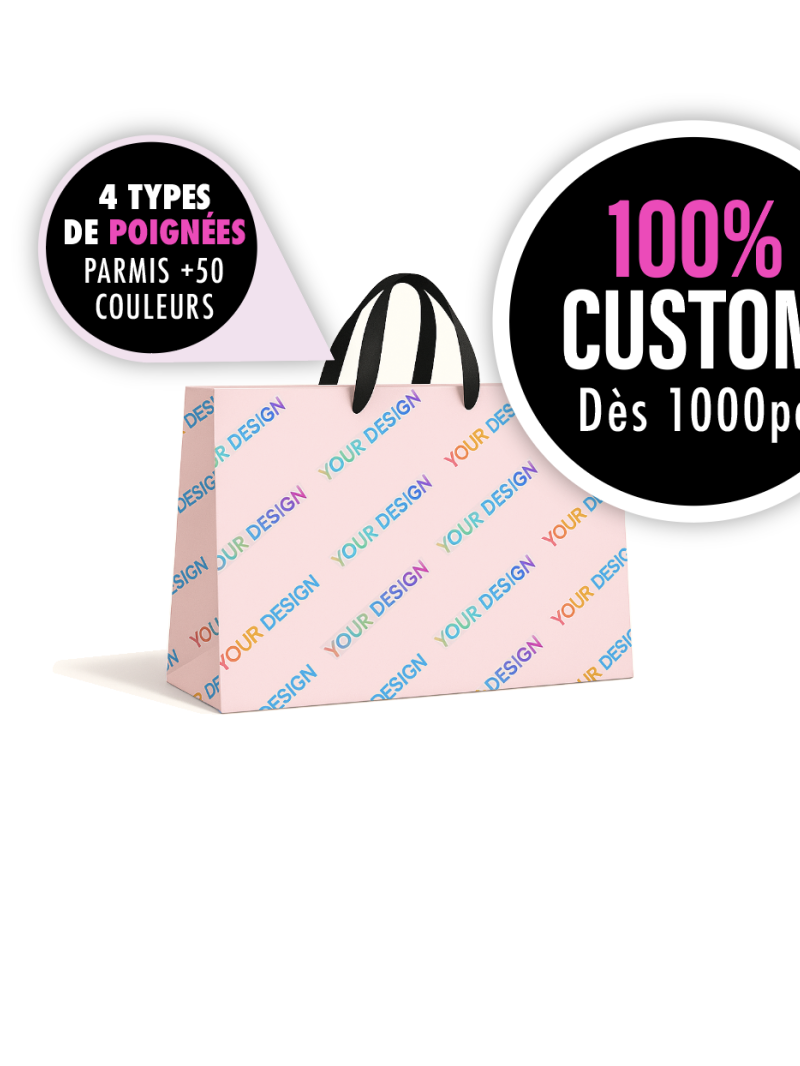 Luxe papieren tas "Monaco"- 100% gepersonaliseerd - M (35x12x25 cm)