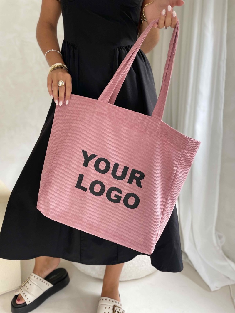 OXFORD-TASCHE – ROSAFARBENER CORD (41,5 x 10 x 39 cm)