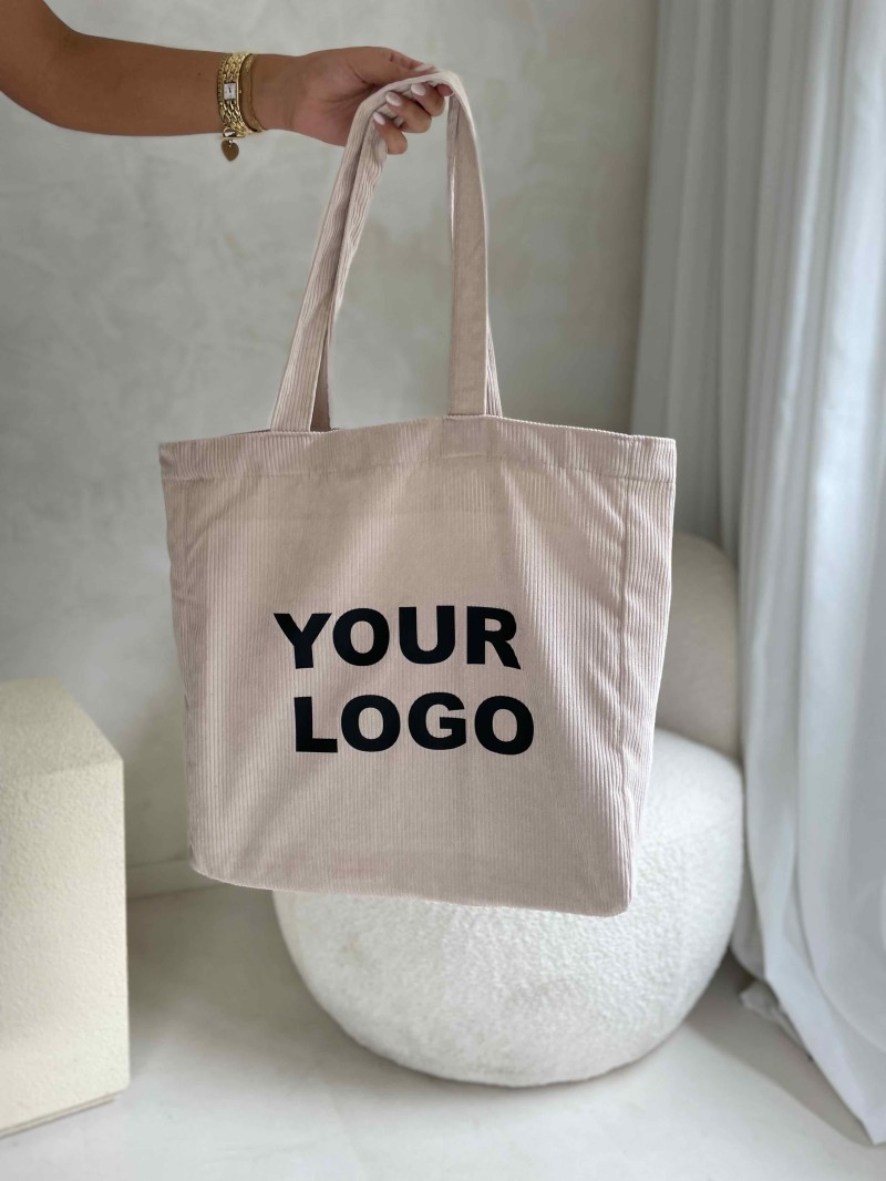OXFORD-TASCHE – BEIGEFARBENER CORD (41,5 x 10 x 39 cm)