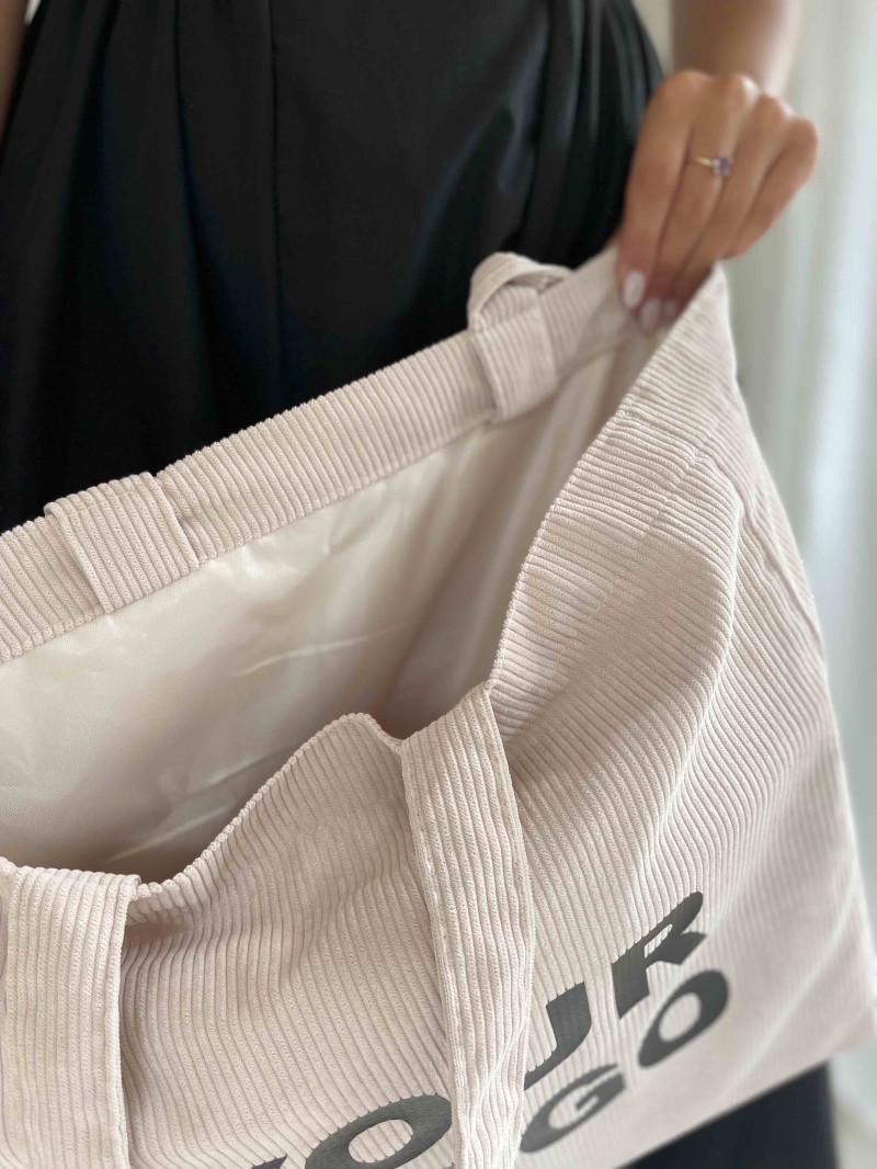 OXFORD-TASCHE – BEIGEFARBENER CORD (41,5 x 10 x 39 cm)