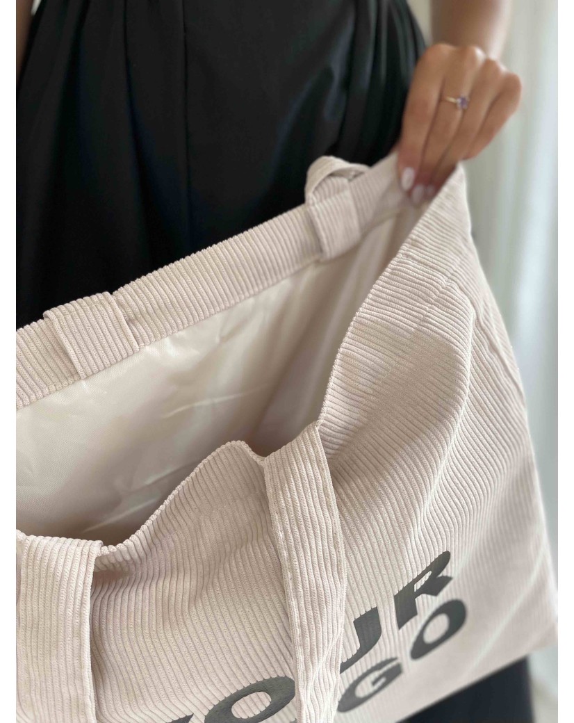 OXFORD-TASCHE – BEIGEFARBENER CORD (41,5 x 10 x 39 cm)