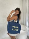 COTTON BAG “NANCY” – DARK JEANS 💙 (43x15x36 cm)