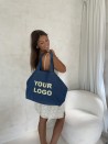 COTTON BAG “NANCY” – DARK JEANS 💙 (43x15x36 cm)