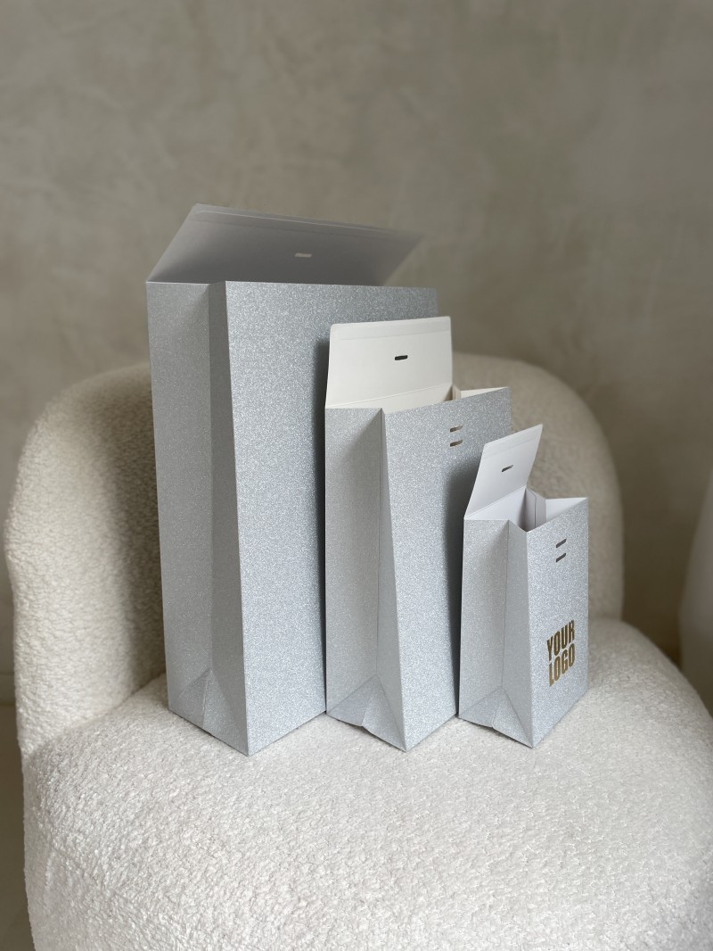 PRESTIGE-ZAK – Glitter Zilver S (12x8x20cm)