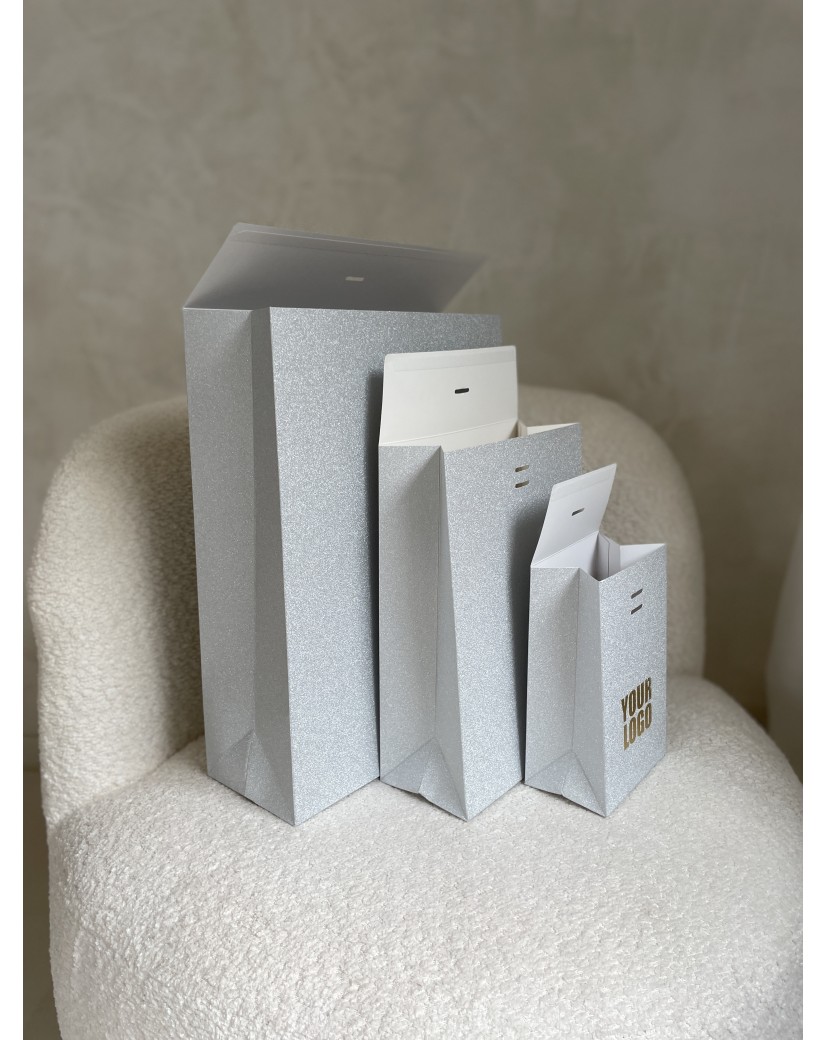 PRESTIGE-ZAK – Glitter Zilver S (12x8x20cm)