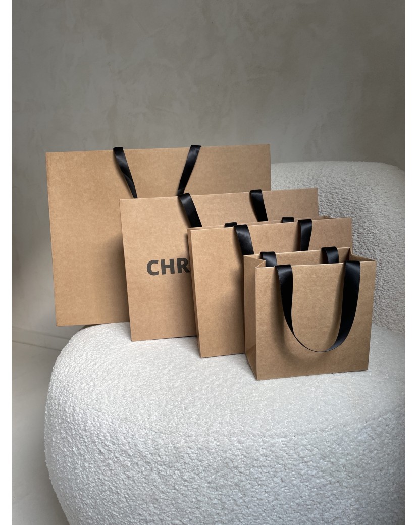 Luxus-Papiertüte Kraft – schwarze Henkel – XS (16 x 8 x 16 cm)