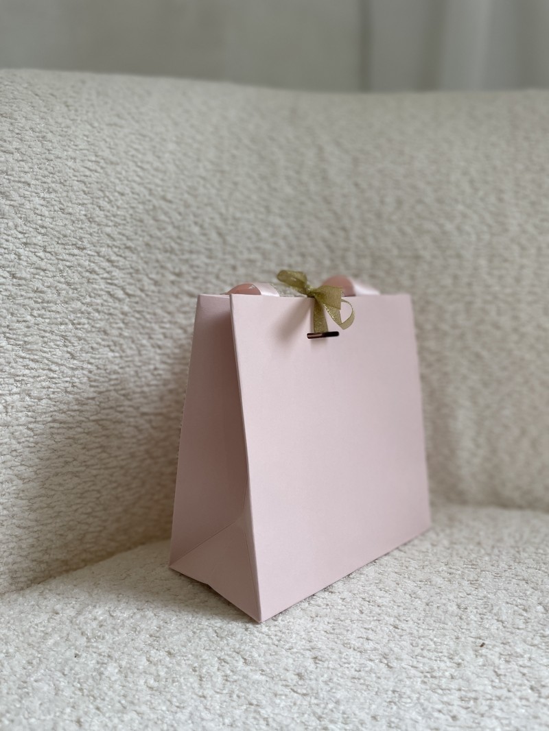 Sac papier Luxe Rose - poignées roses - XS (16x8x16cm)