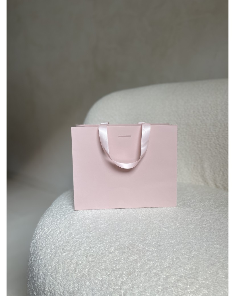 Sac papier Luxe Rose - poignées roses - S (25x10x20cm)