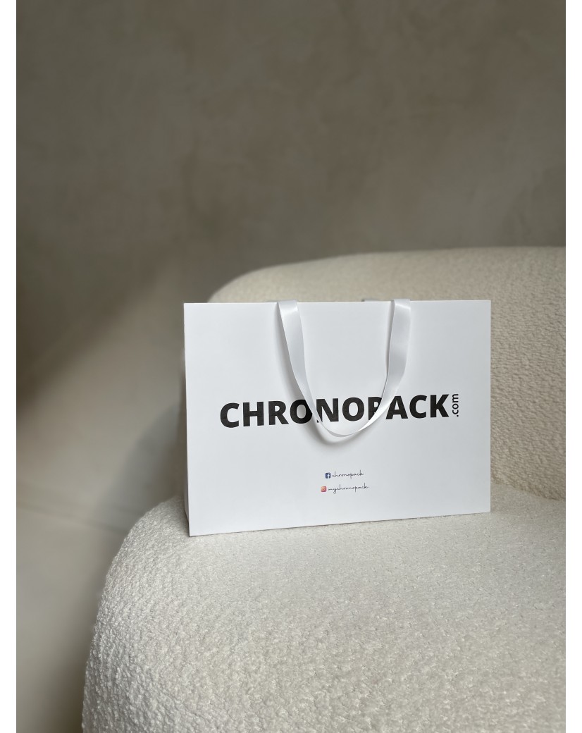 White Luxury Paper Bag – white handles – M (35 x 12 x 25 cm)