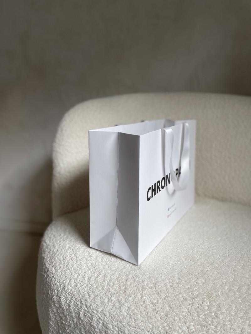 Bolsa de papel de lujo blanca – asas blancas – M (35 x 12 x 25 cm)