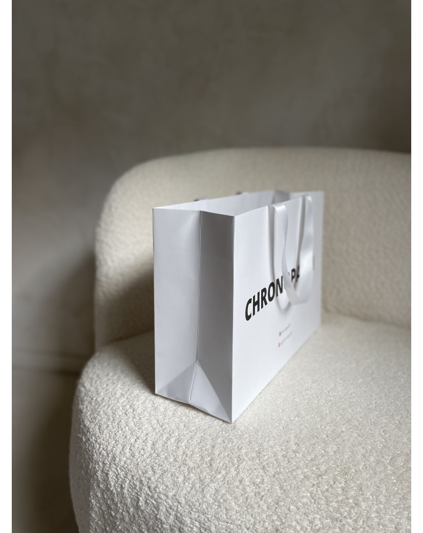 Bolsa de papel de lujo blanca – asas blancas – M (35 x 12 x 25 cm)