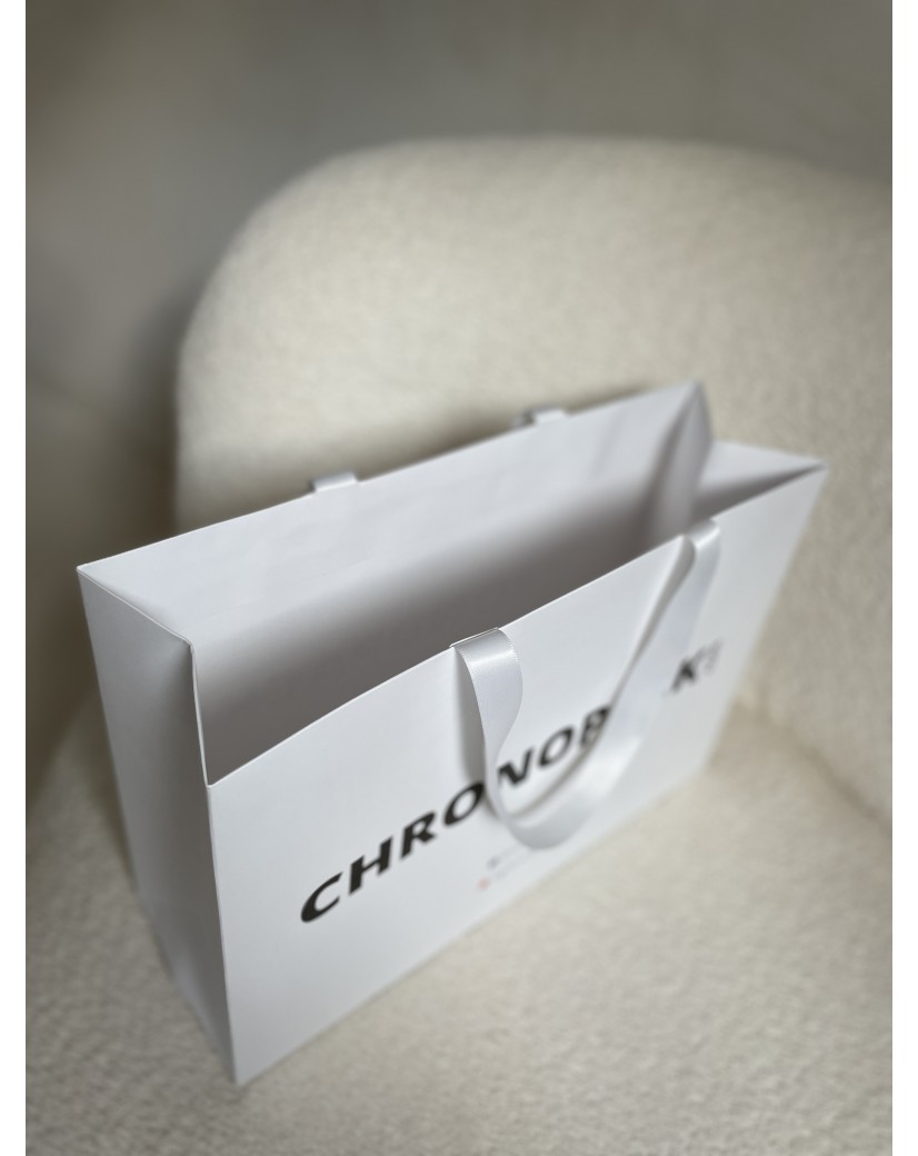 Bolsa de papel de lujo blanca – asas blancas – M (35 x 12 x 25 cm)