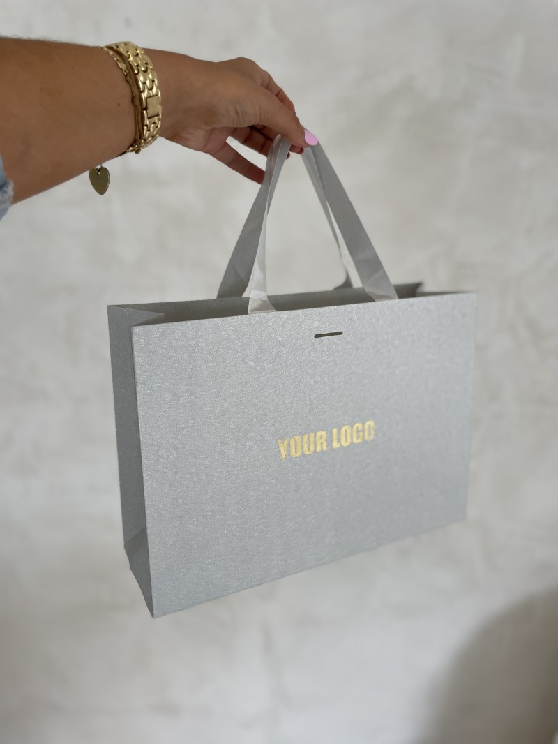Sac papier Luxe Silver pailleté - M (35x12x25cm)