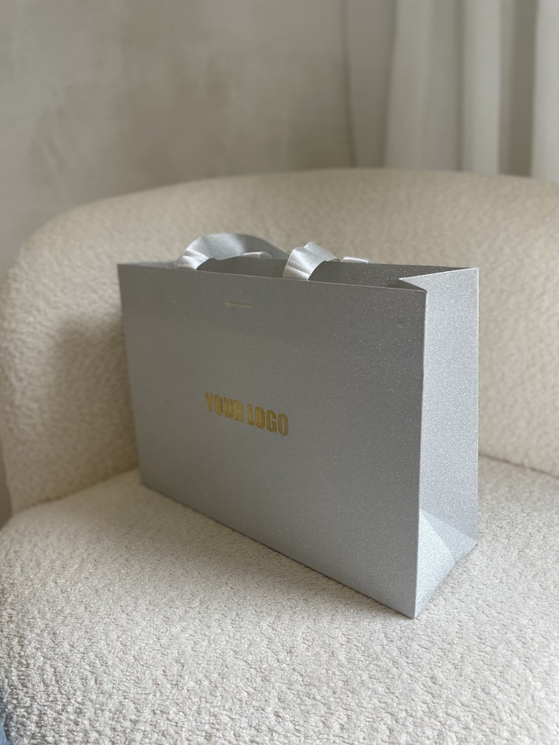 Sac papier Luxe Silver pailleté - M (35x12x25cm)