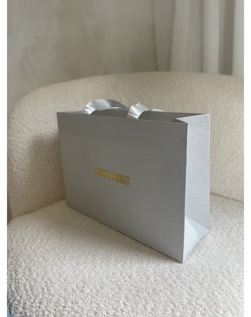 Sac papier Luxe Silver pailleté - M (35x12x25cm)