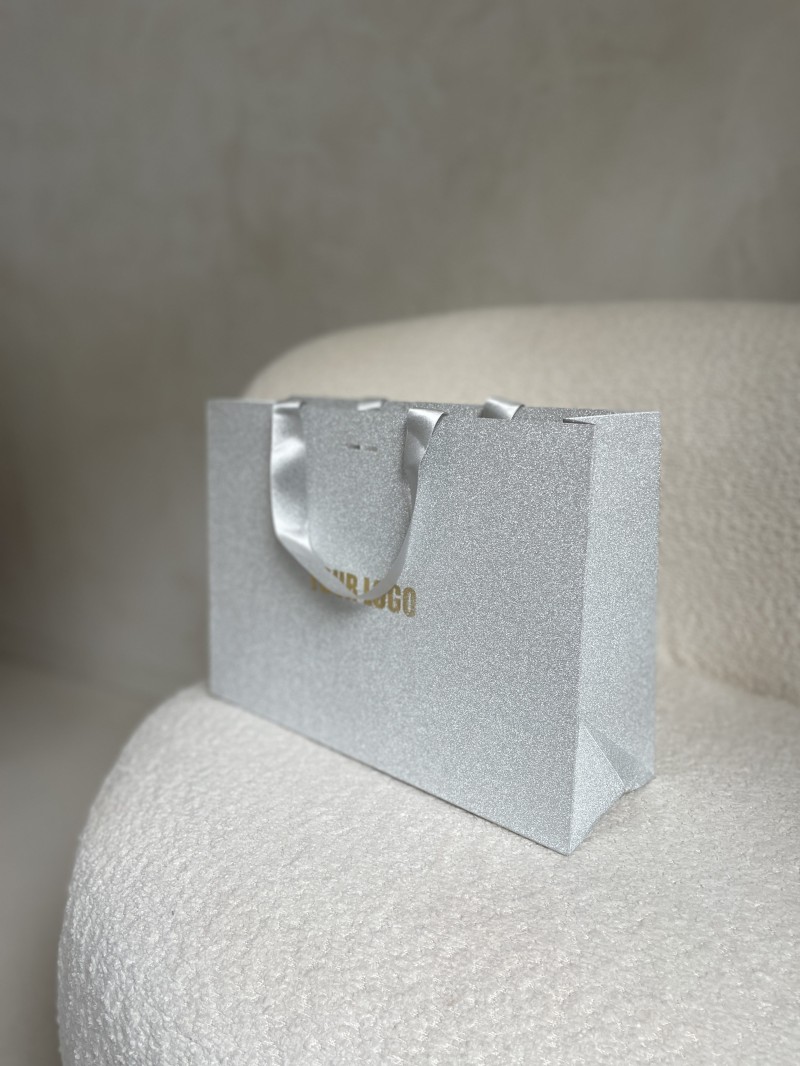 Sac papier Luxe Silver pailleté - M (35x12x25cm)