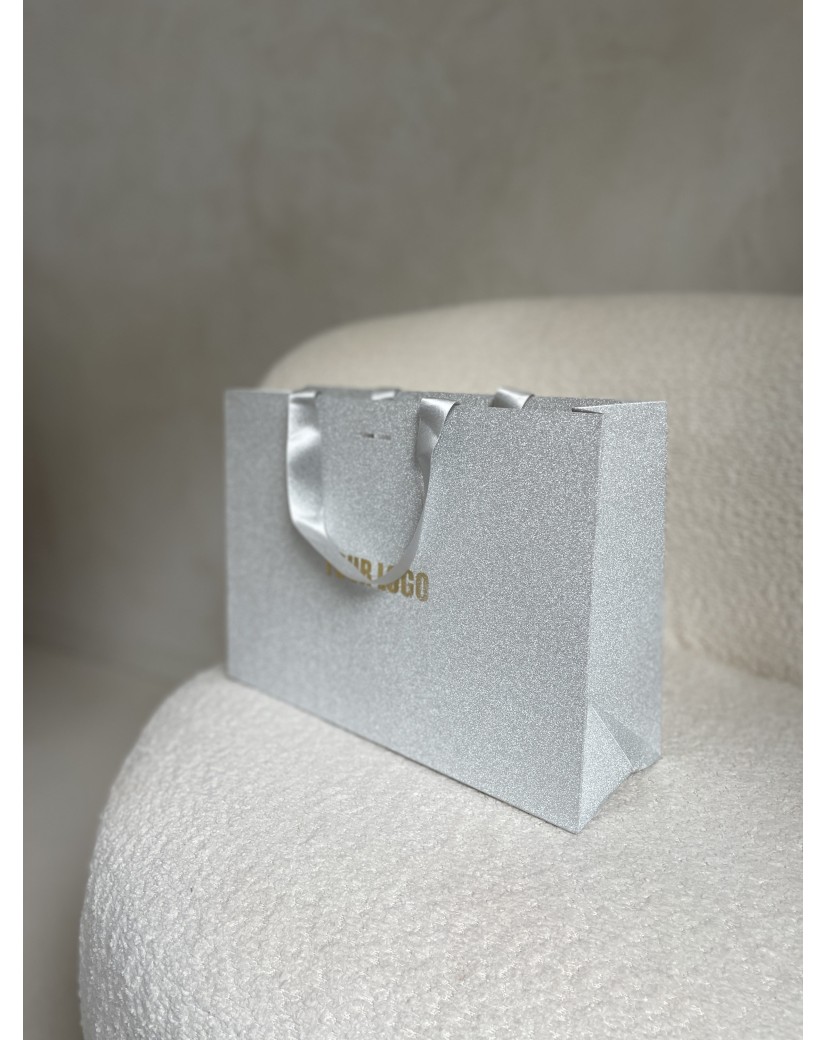 Sac papier Luxe Silver pailleté - M (35x12x25cm)
