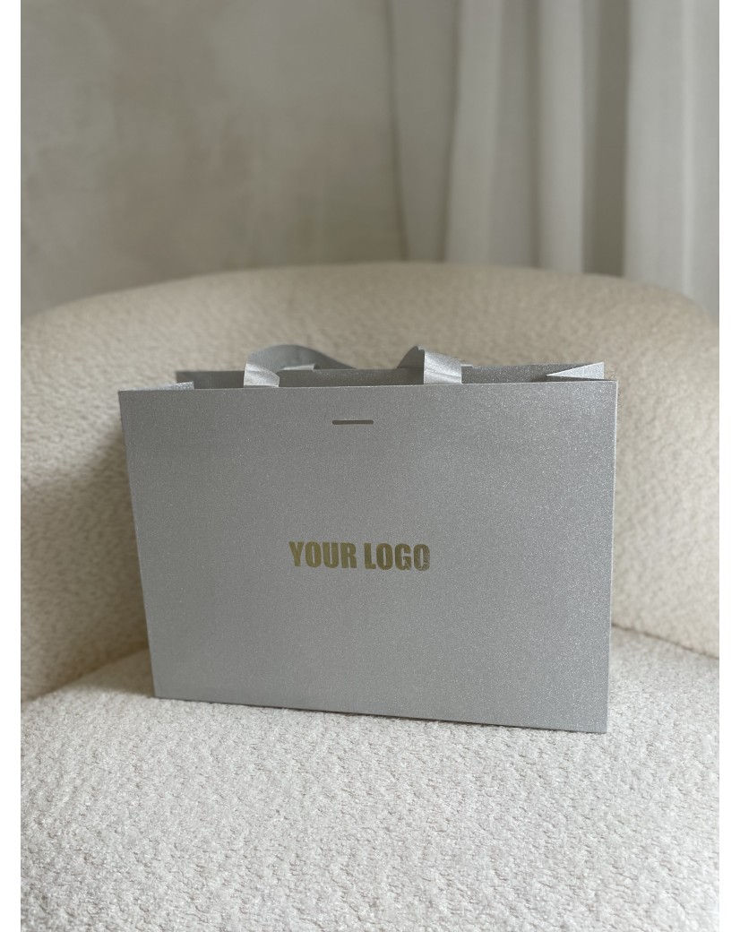 Sac papier Luxe Silver pailleté - M (35x12x25cm)