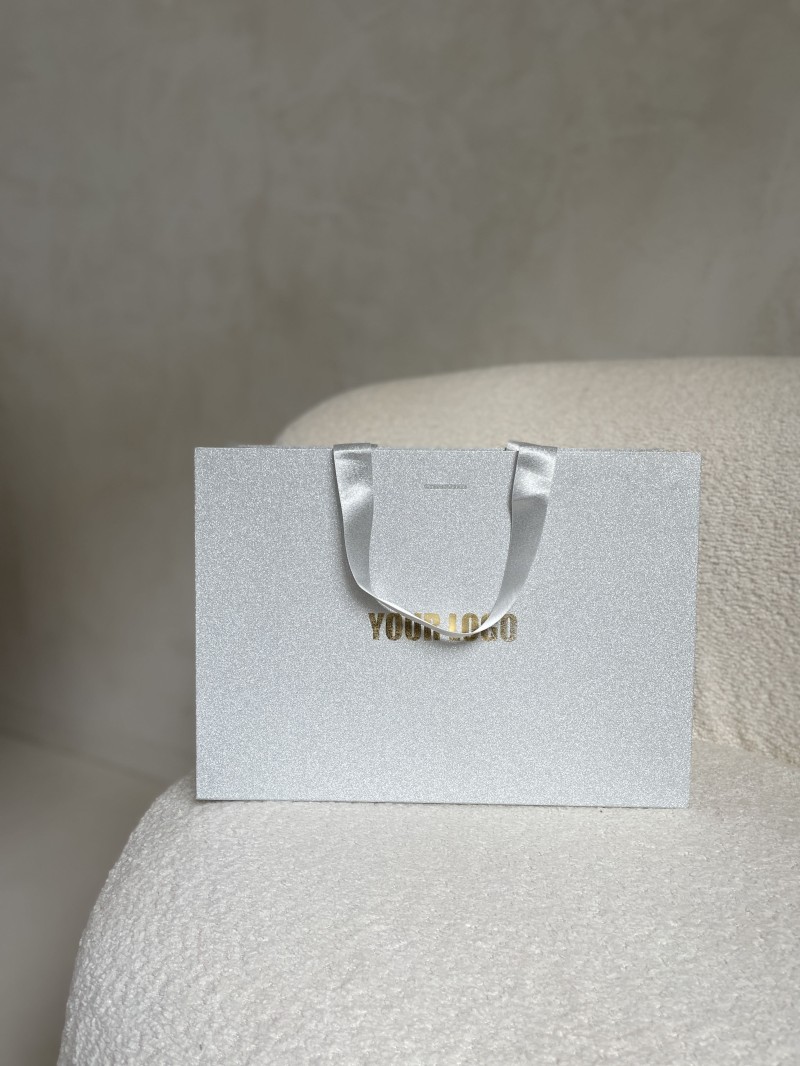 Sac papier Luxe Silver pailleté - M (35x12x25cm)