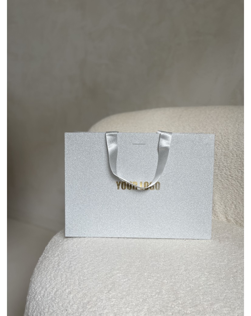 Sac papier Luxe Silver pailleté - M (35x12x25cm)