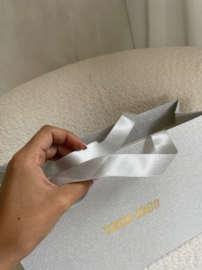 Sac papier Luxe Silver pailleté - M (35x12x25cm)