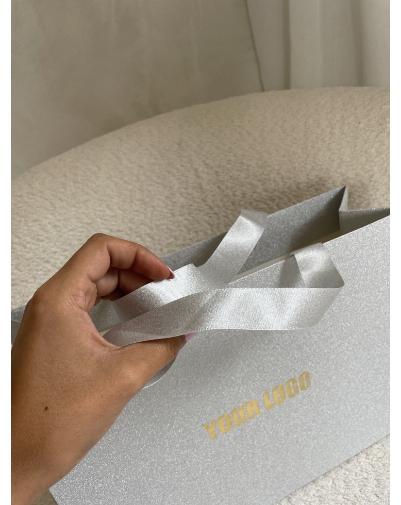 Sac papier Luxe Silver pailleté - M (35x12x25cm)