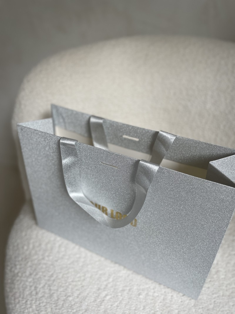 Sac papier Luxe Silver pailleté - M (35x12x25cm)