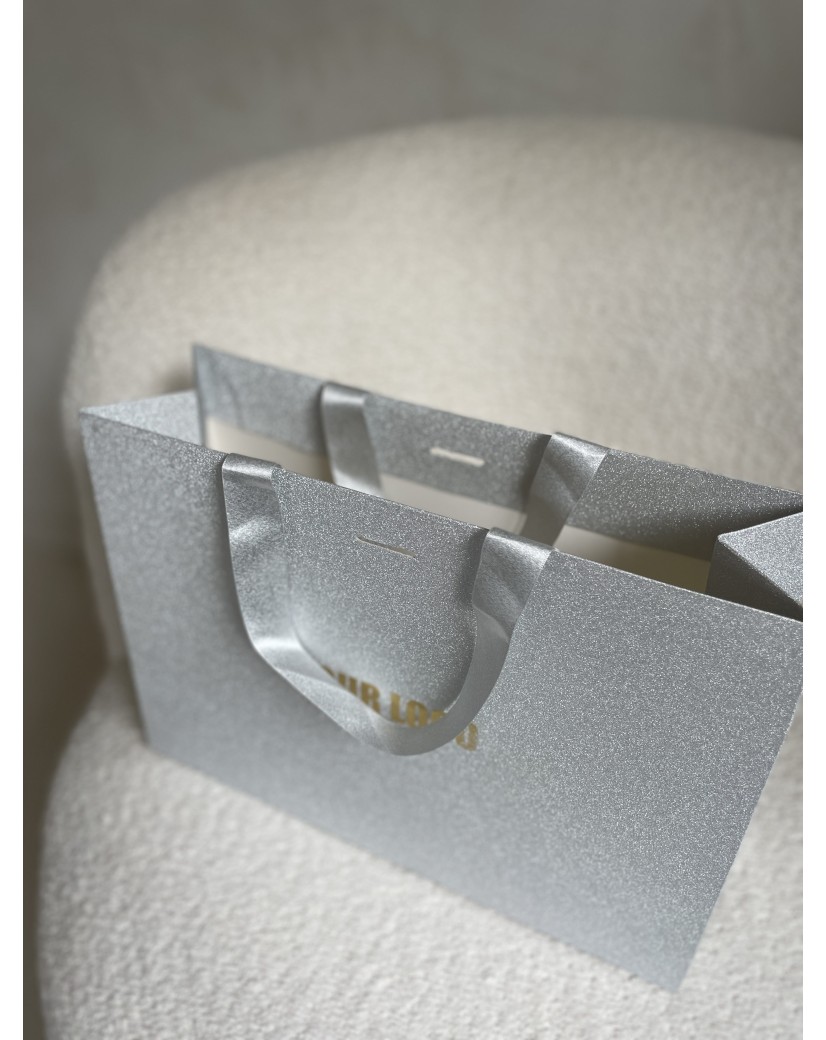 Sac papier Luxe Silver pailleté - M (35x12x25cm)