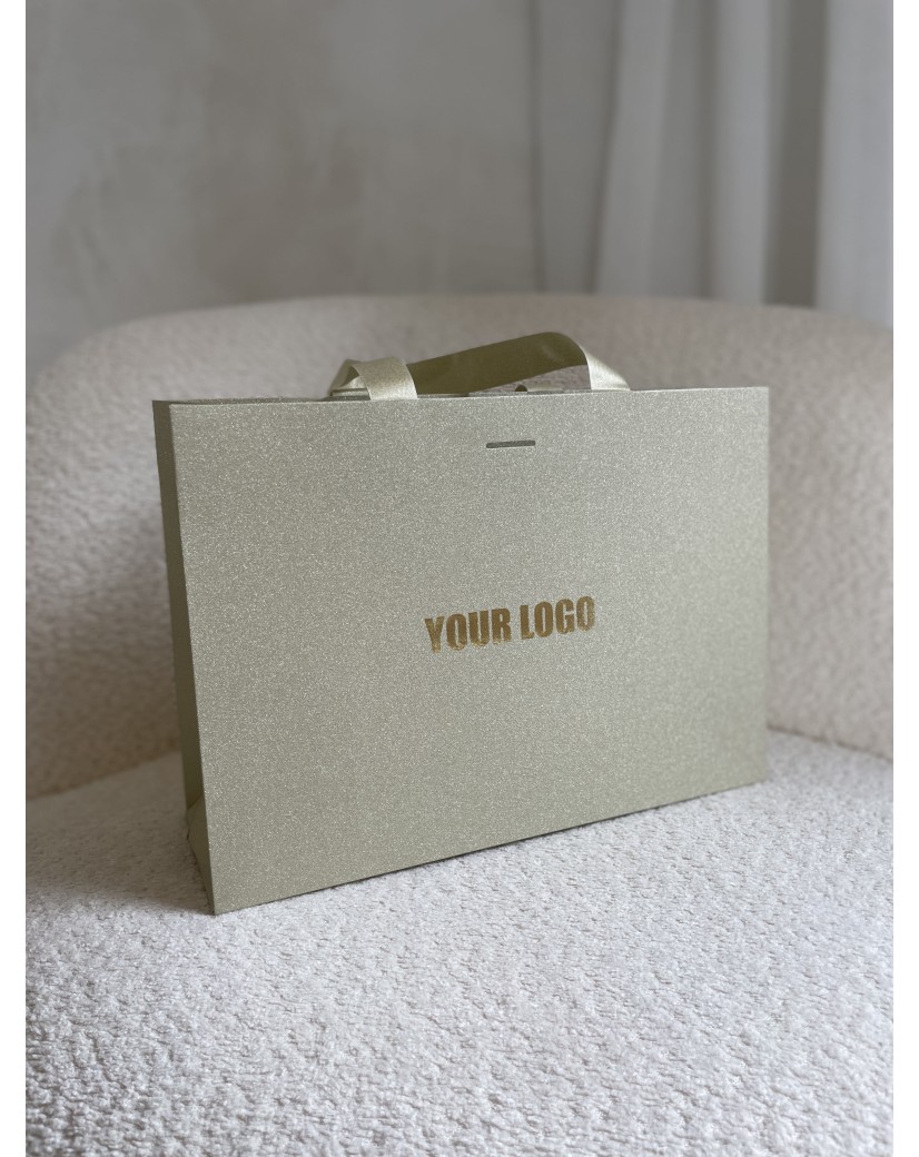 Sac papier Luxe Gold pailleté - M (35x12x25cm)