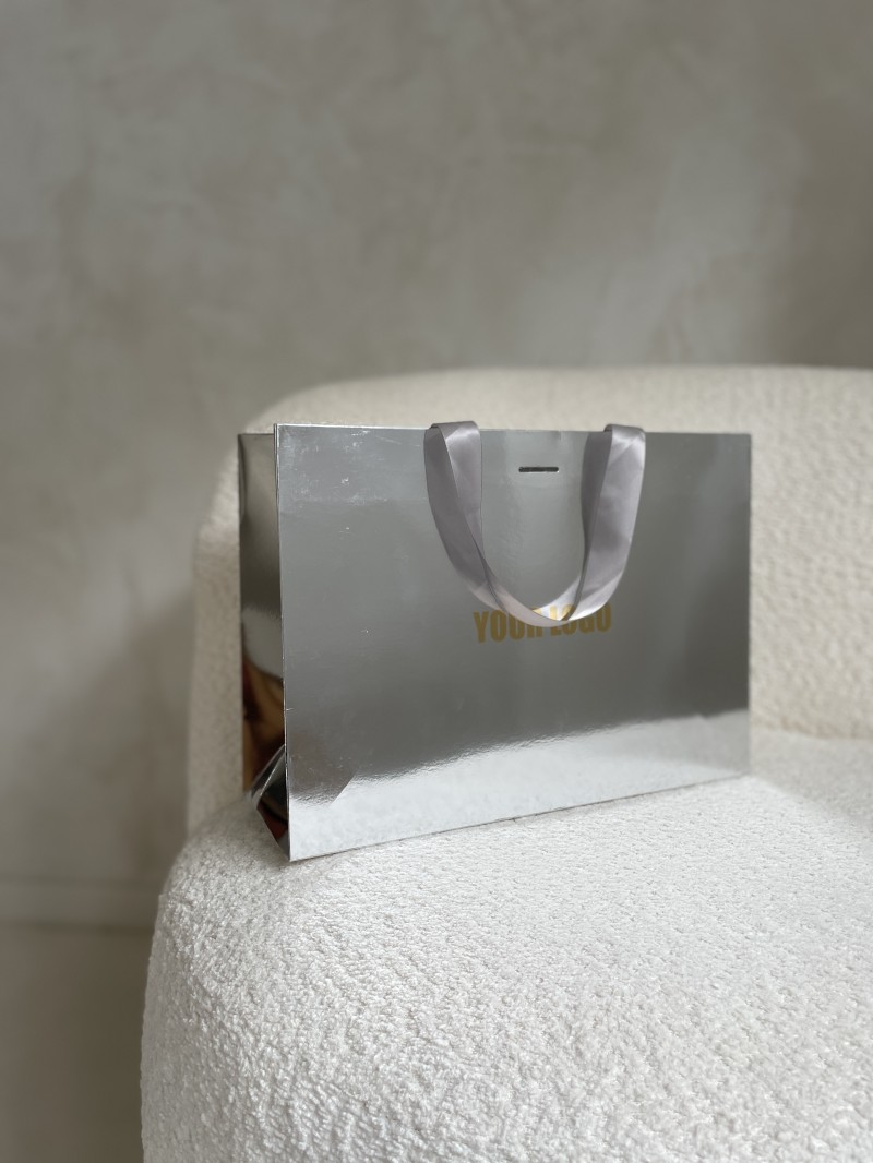Luxe papieren tas SPIEGEL ZILVER - M (35x12x25CM)
