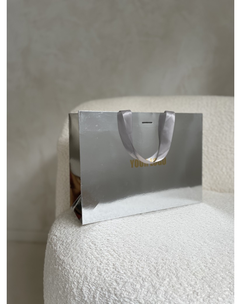 Luxe papieren tas SPIEGEL ZILVER - M (35x12x25CM)