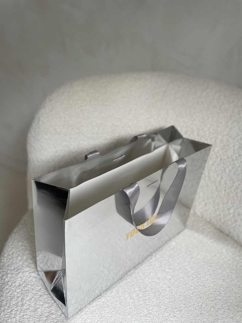 Luxe papieren tas SPIEGEL ZILVER - M (35x12x25CM)