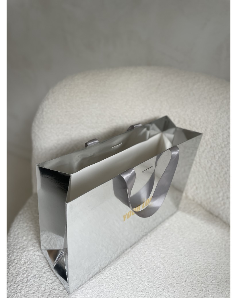 Luxe papieren tas SPIEGEL ZILVER - M (35x12x25CM)