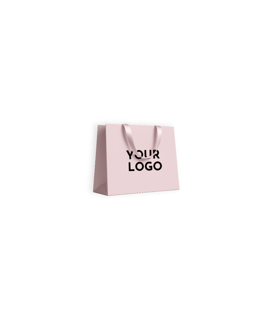 Sac papier Luxe Rose - poignées roses - M (35x12x25cm)