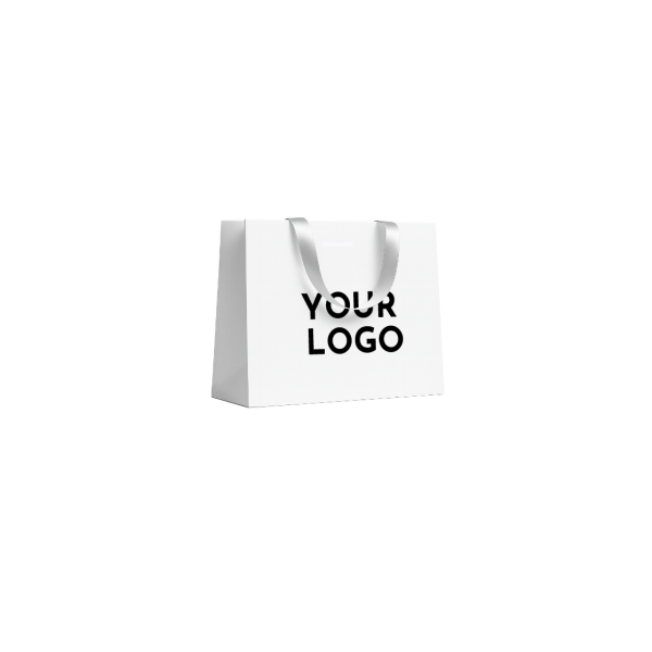 White Luxury Paper Bag – white handles – M (35 x 12 x 25 cm)