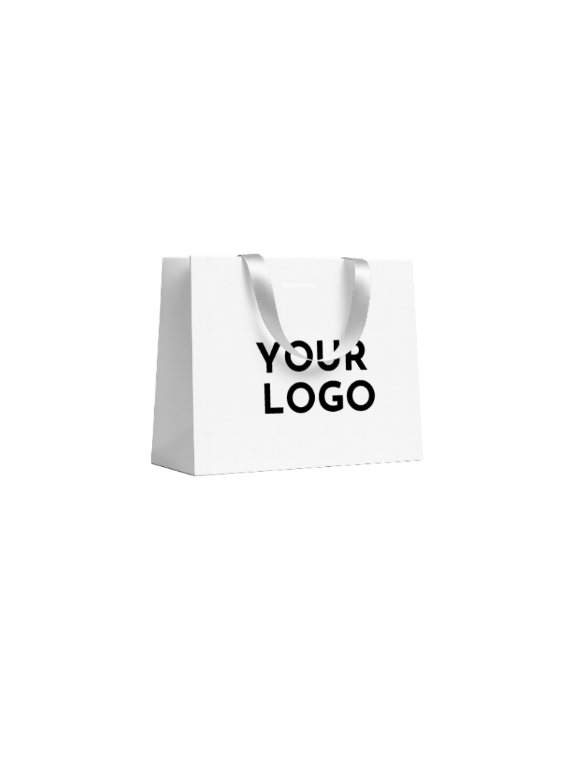 Bolsa de papel de lujo blanca – asas blancas – M (35 x 12 x 25 cm)