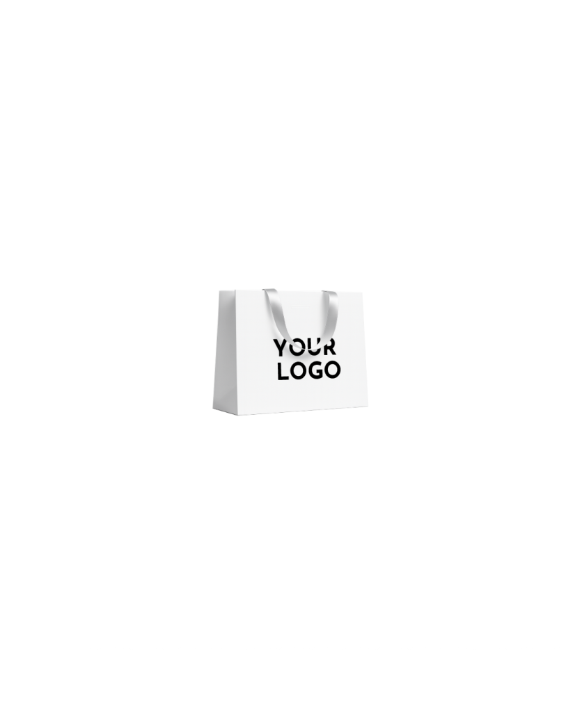 Luxus-Papiertüte Weiß – weiße Henkel – S (25 x 10 x 20 cm)