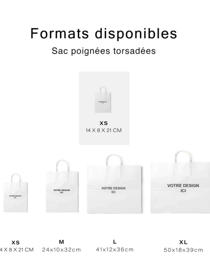 Papieren tas met gedraaide handvatten – Kraft XS (14 x 8 x 21 cm)