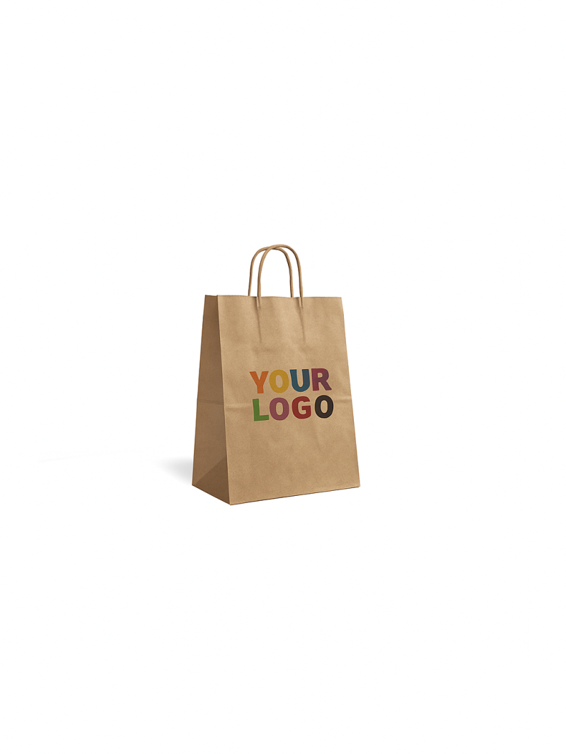 Papieren tas met gedraaide handvatten – Kraft XS (14 x 8 x 21 cm)