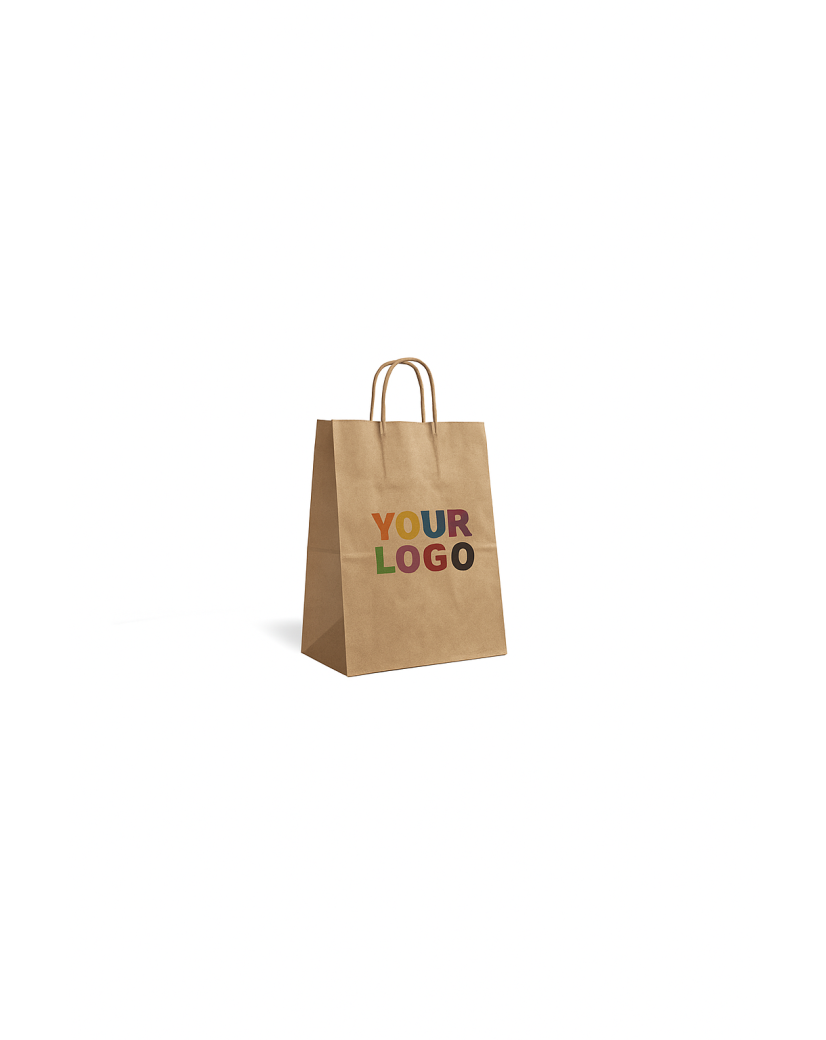 Papieren tas met gedraaide handvatten – Kraft XS (14 x 8 x 21 cm)
