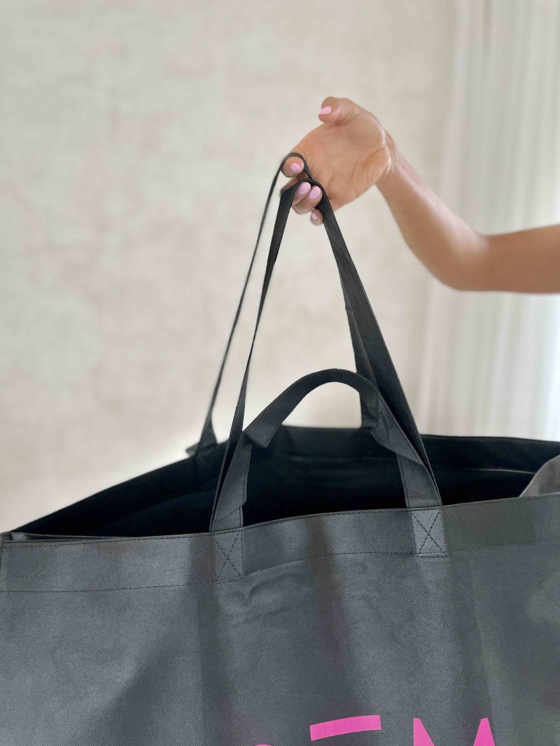 NONWOVEN DRAAGTAS "LYON" - ZWART XXL (70X20X50CM)