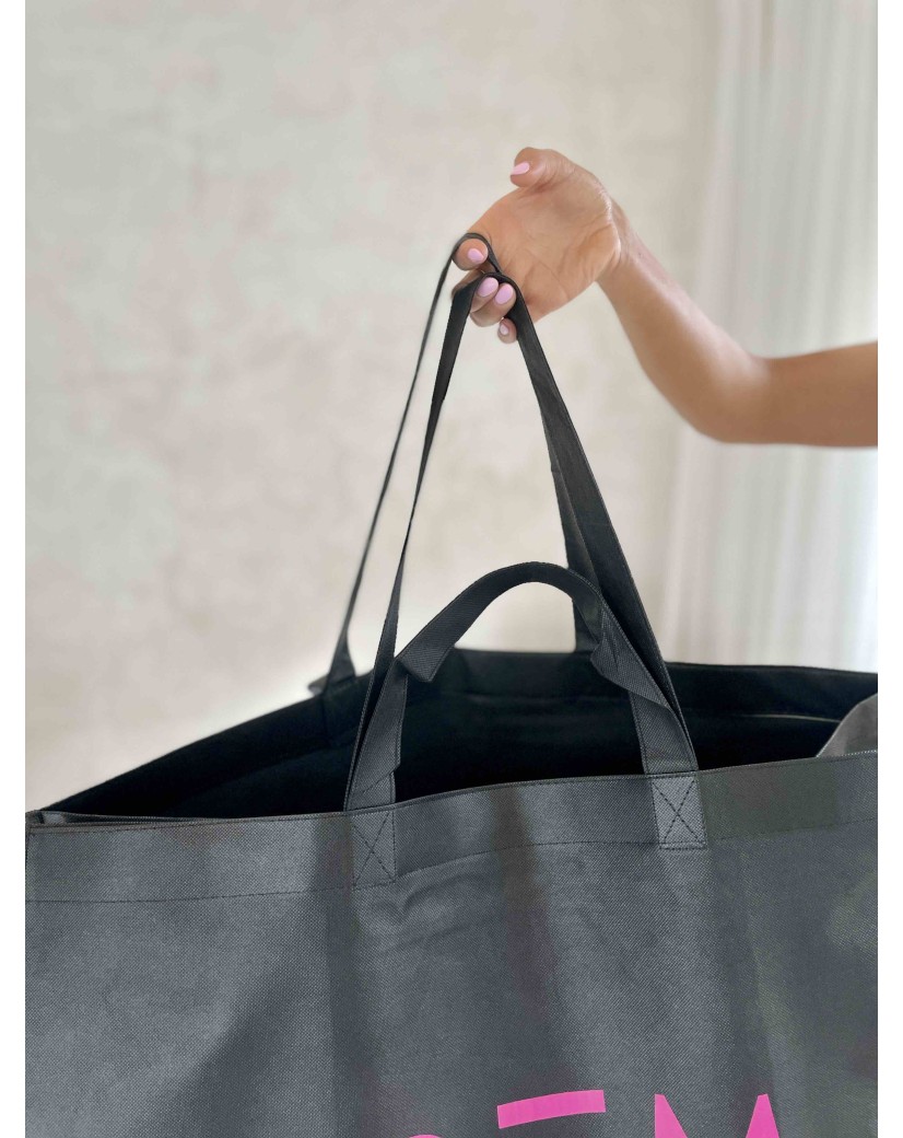 NONWOVEN DRAAGTAS "LYON" - ZWART XXL (70X20X50CM)